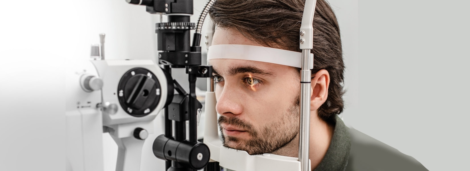 young man during eye exam in Lincoln Park